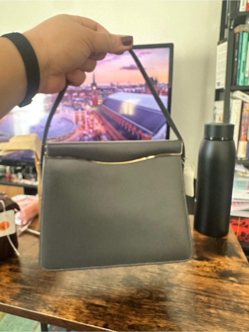 Classic Black Structured Top-Handle Women's Bag
